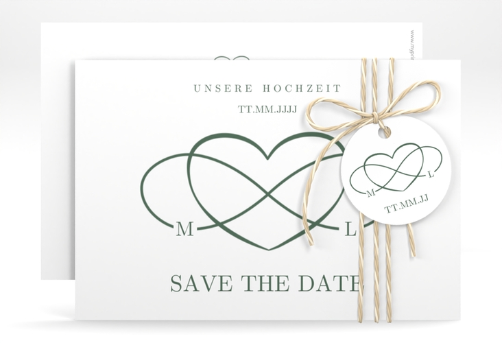 Save the Date-Karte Infinity A6 Karte quer gruen hochglanz
