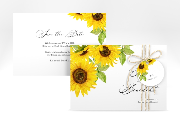 Save the Date-Karte "Sonnenblume" DIN A6 quer hochglanz
