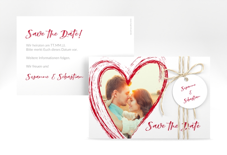 Save the Date-Karte Liebe A6 Karte quer rot