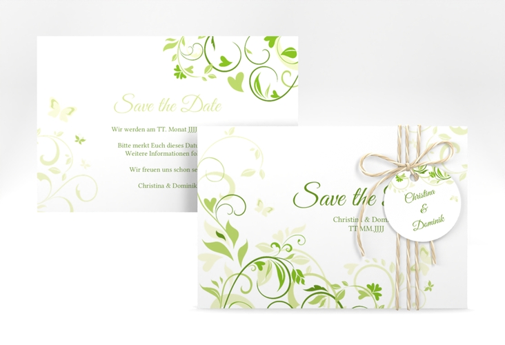 Save the Date-Karte Lilly A6 Karte quer gruen hochglanz