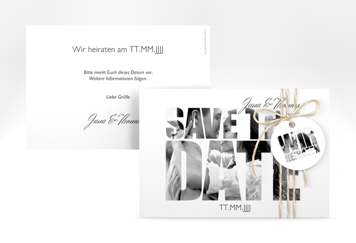 Save the Date-Karte Hochzeit Letters A6 Karte quer weiss hochglanz