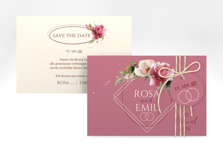 Save the Date-Karte Rosenbogen A6 Karte quer rosa