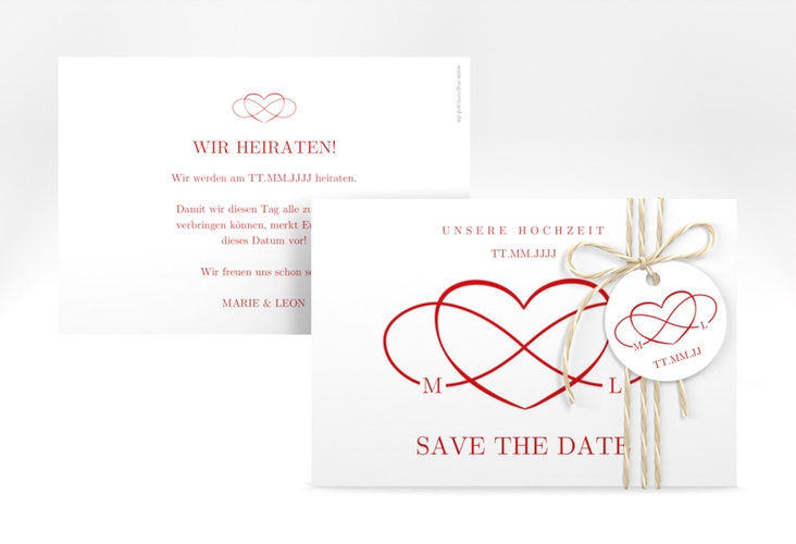 Save the Date-Karte Infinity A6 Karte quer rot hochglanz