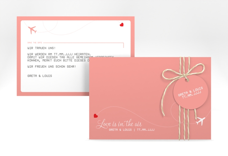 Save the Date-Karte Weddingpass A6 Karte quer rosa