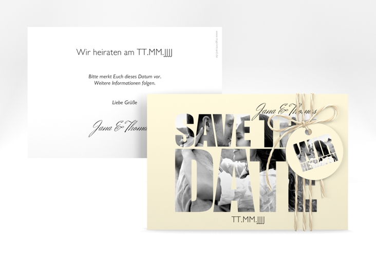 Save the Date-Karte Hochzeit Letters A6 Karte quer beige hochglanz