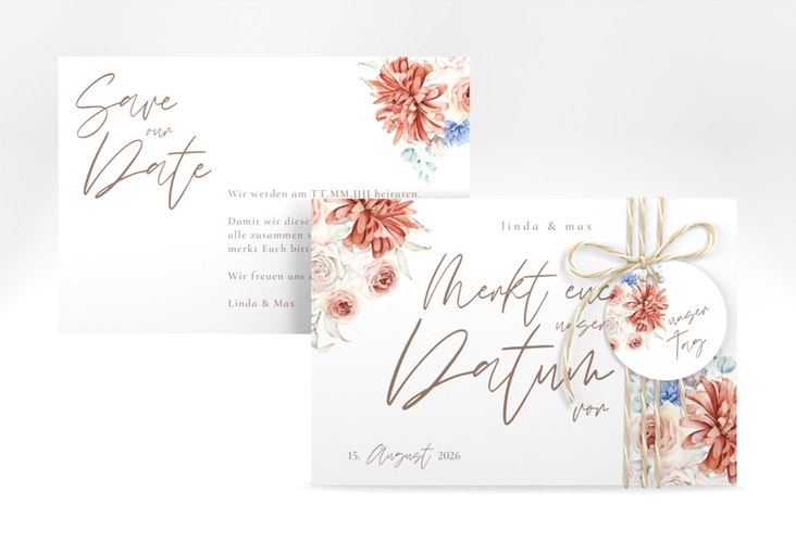 Save the Date-Karte Flowercloud A6 Karte quer bunt hochglanz