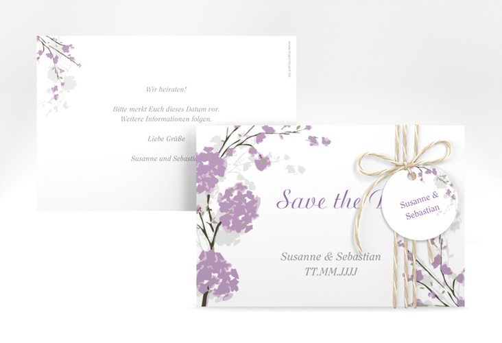Save the Date-Karte Hochzeit Salerno A6 Karte quer flieder