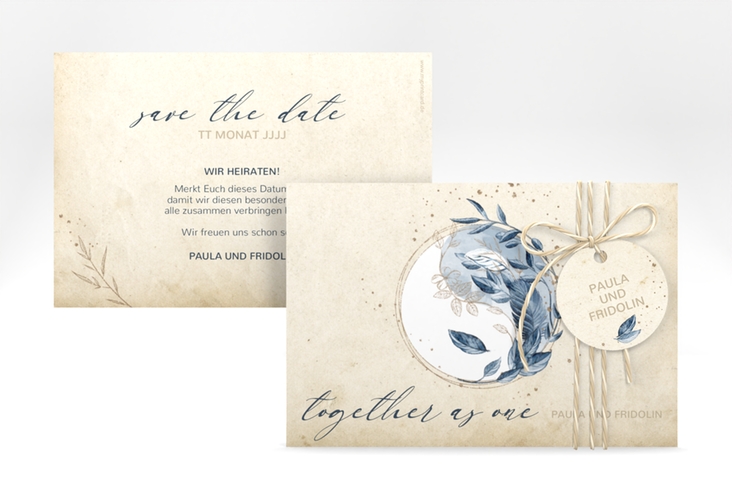 Save the Date-Karte YinYang A6 Karte quer beige im Vintage-Look