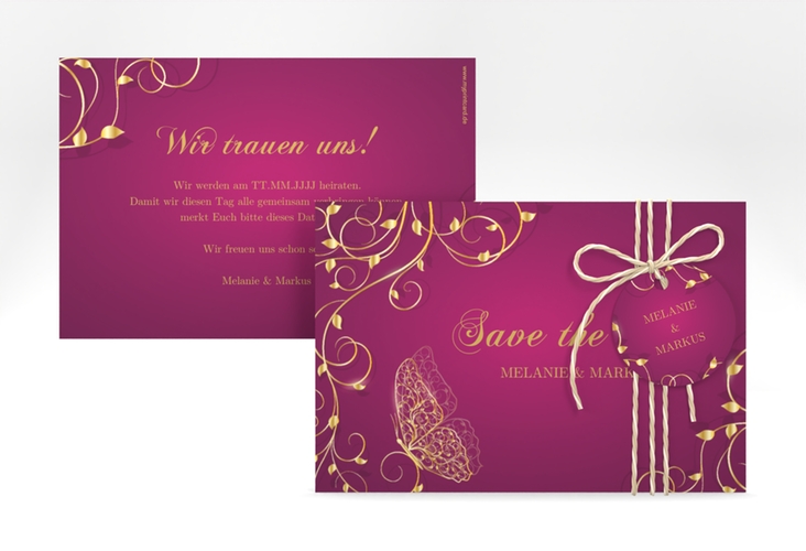 Save the Date-Karte Eternity A6 Karte quer pink hochglanz