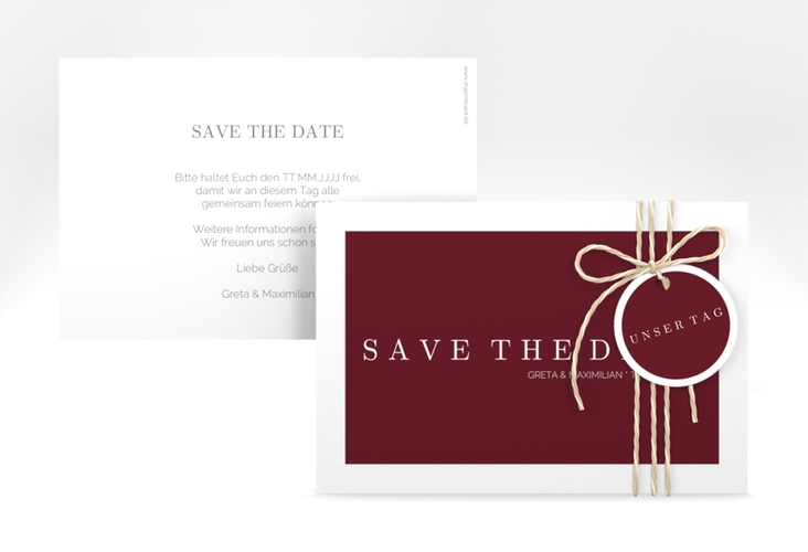 Save the Date-Karte Simply A6 Karte quer rot