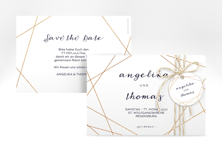 Save the Date-Karte Asymmetry A6 Karte quer weiss