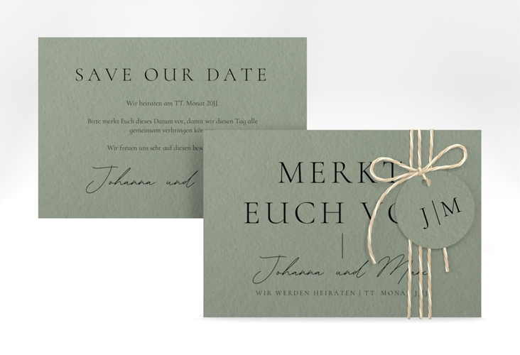 Save the Date-Karte Hochzeitsfreude A6 Karte quer gruen hochglanz