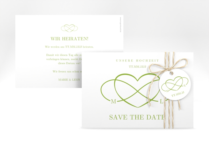 Save the Date-Karte Infinity A6 Karte quer gruen hochglanz