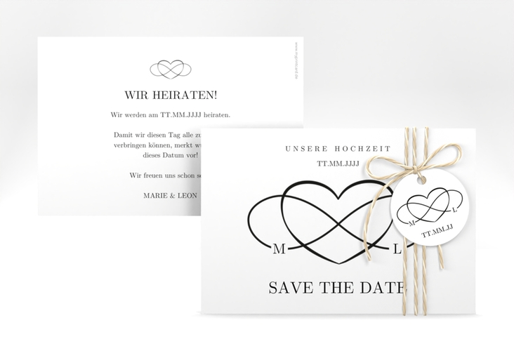 Save the Date-Karte Infinity A6 Karte quer schwarz hochglanz