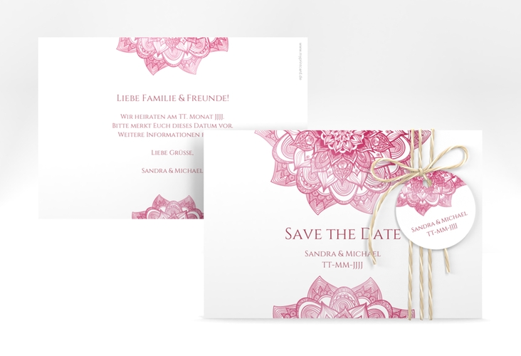 Save the Date-Karte Hochzeit Delight A6 Karte quer pink hochglanz