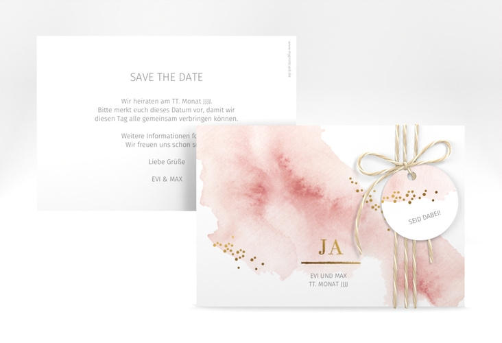 Save the Date-Karte Pastell A6 Karte quer rosa