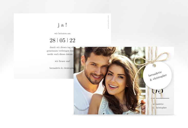 Save the Date-Karte Minimal A6 Karte quer weiss hochglanz