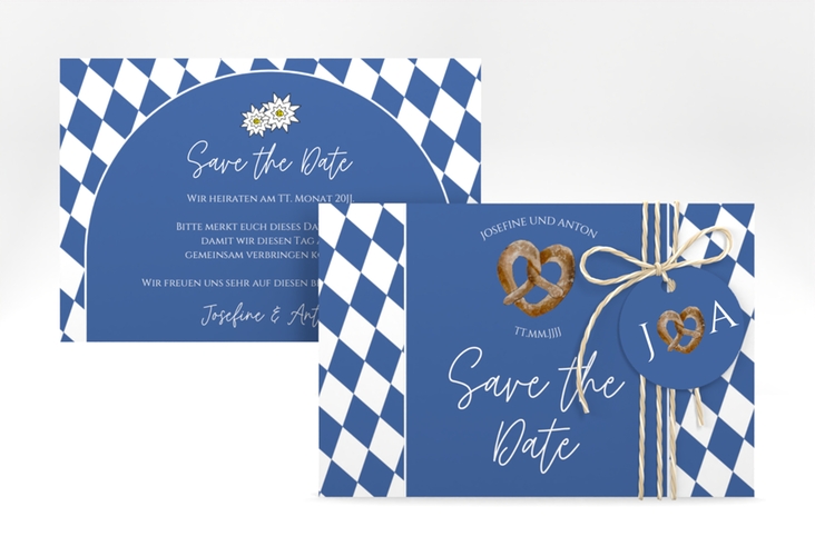 Save the Date-Karte Bayrisch A6 Karte quer blau