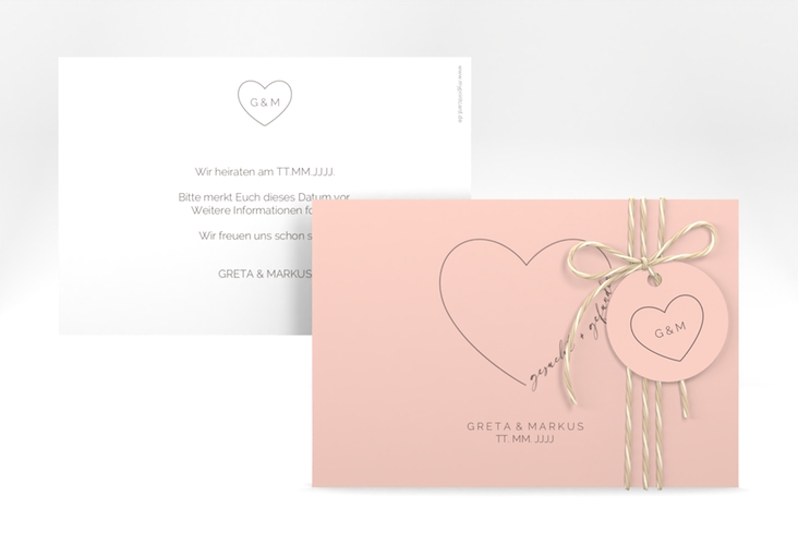 Save the Date-Karte Lebenstraum A6 Karte quer rosa