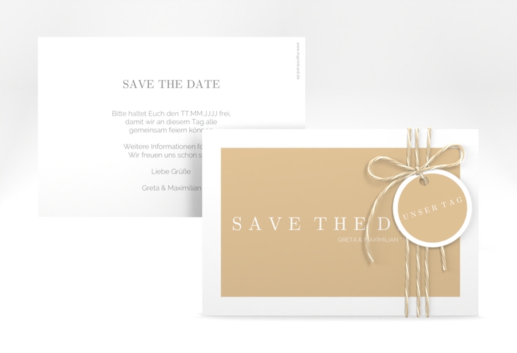 Save the Date-Karte Simply A6 Karte quer beige hochglanz