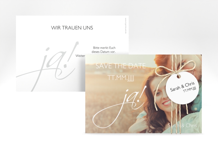 Save the Date-Karte Hochzeit Clarity A6 Karte quer weiss hochglanz