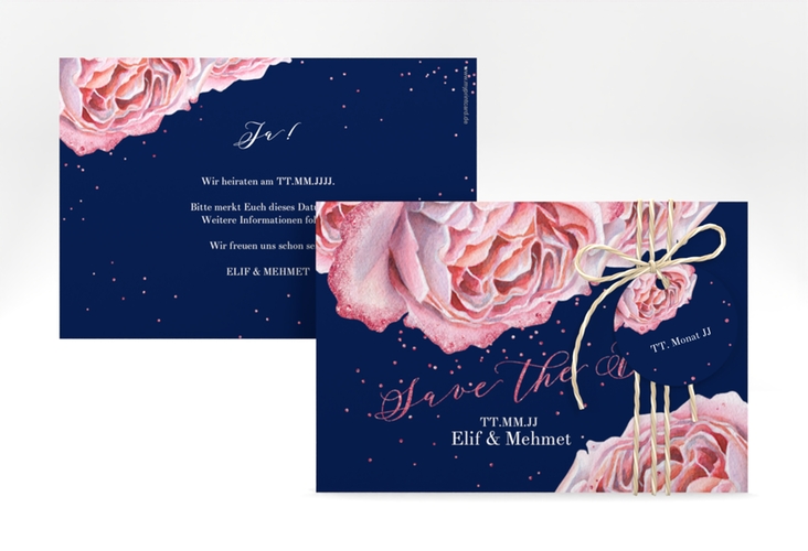 Save the Date-Karte Cherie A6 Karte quer rosa hochglanz