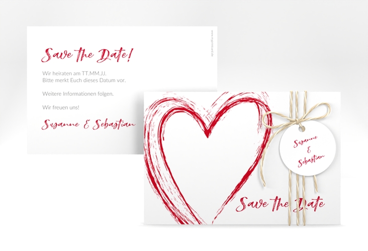 Save the Date-Karte Liebe A6 Karte quer rot