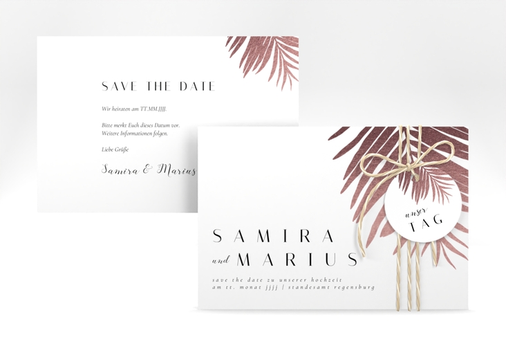 Save the Date-Karte Palmenblatt A6 Karte quer mit Palmenwedel