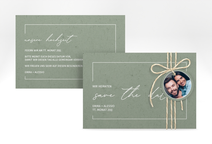 Save the Date-Karte Simple Line A6 Karte quer gruen