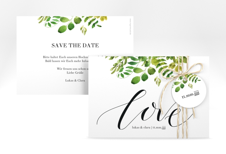 Save the Date-Karte Botany A6 Karte quer weiss