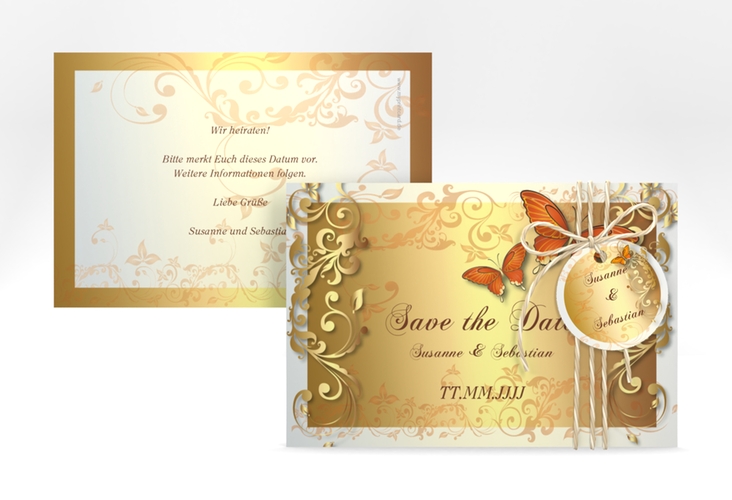 Save the Date-Karte Hochzeit "Toulouse" DIN A6 quer orange
