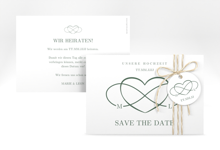 Save the Date-Karte Infinity A6 Karte quer gruen hochglanz