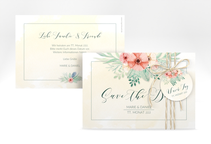Save the Date-Karte Hochzeit Surfinia A6 Karte quer apricot