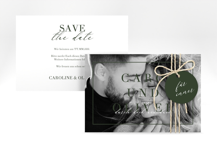Save the Date-Karte Moment A6 Karte quer gruen hochglanz