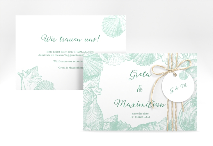Save the Date-Karte Muschelreich A6 Karte quer mint