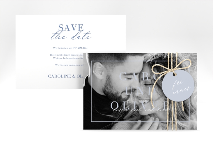 Save the Date-Karte Moment A6 Karte quer blau hochglanz