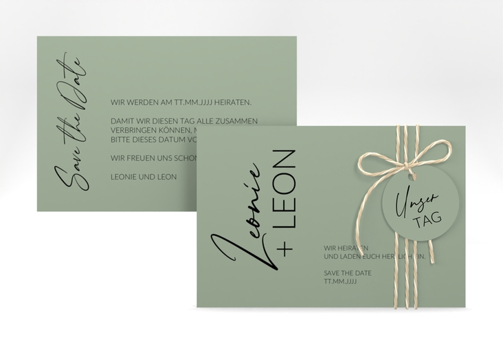 Save the Date-Karte Your Name A6 Karte quer gruen