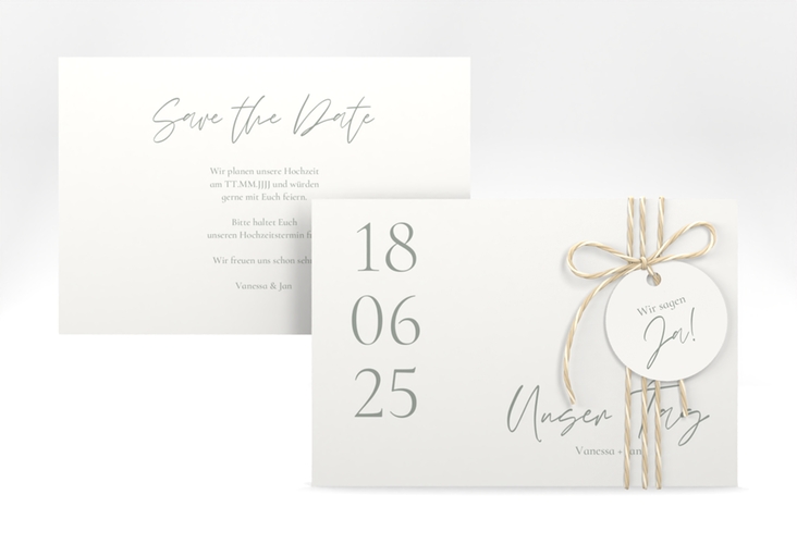 Save the Date-Karte Day A6 Karte quer weiss mit Datum im minimalistischen Design