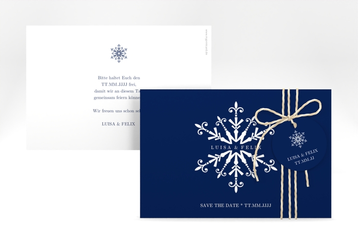 Save the Date-KarteCrystal A6 Karte quer mit Eiskristall