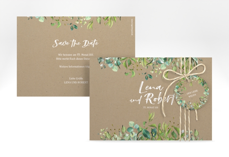 Save the Date-Karte Natural A6 Karte quer Kraftpapier
