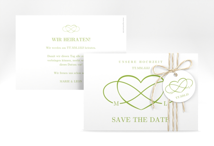 Save the Date-Karte Infinity A6 Karte quer gruen hochglanz