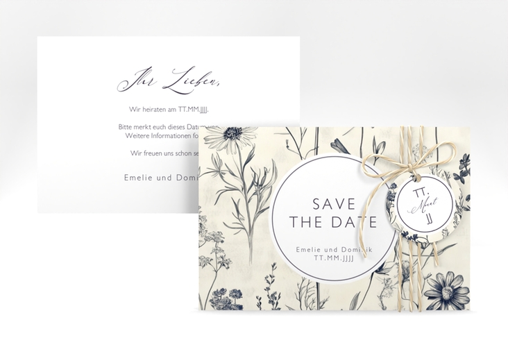 Save the Date-Karte Chinoiserie A6 Karte quer beige hochglanz
