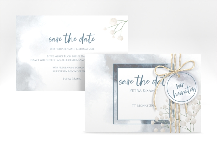 Save the Date-Karte Winter A6 Karte quer mit Schleierkraut