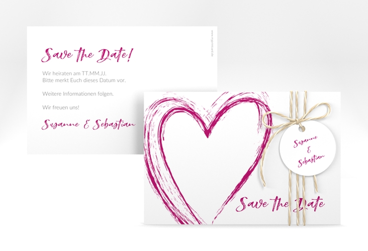 Save the Date-Karte Liebe A6 Karte quer pink