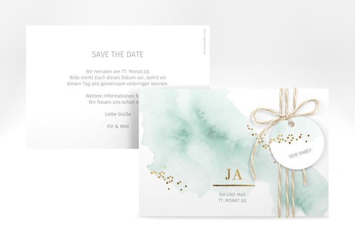 Save the Date-Karte Pastell A6 Karte quer mint