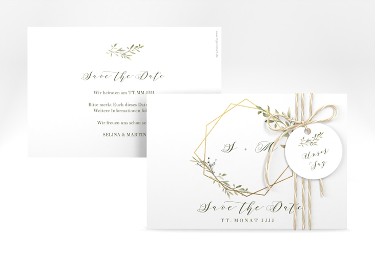 Save the Date-Karte Acacia A6 Karte quer weiss hochglanz