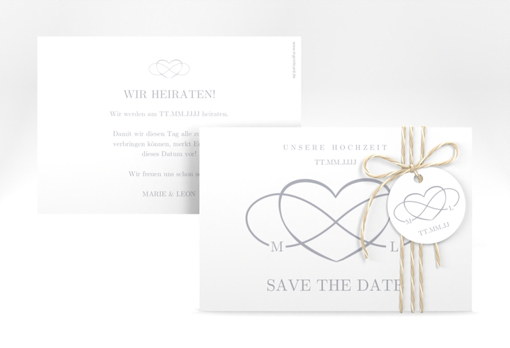 Save the Date-Karte Infinity A6 Karte quer grau hochglanz