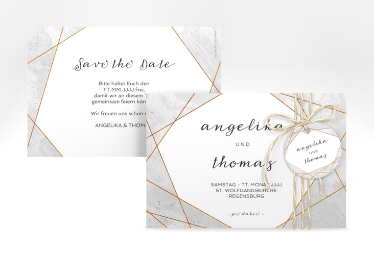 Save the Date-Karte Asymmetry A6 Karte quer grau