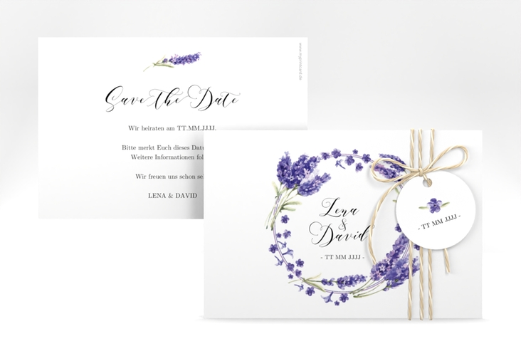 Save the Date-Karte Lavendel A6 Karte quer