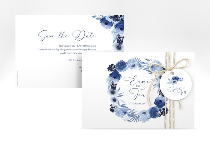 Save the Date-Karte Azzurro A6 Karte quer blau
